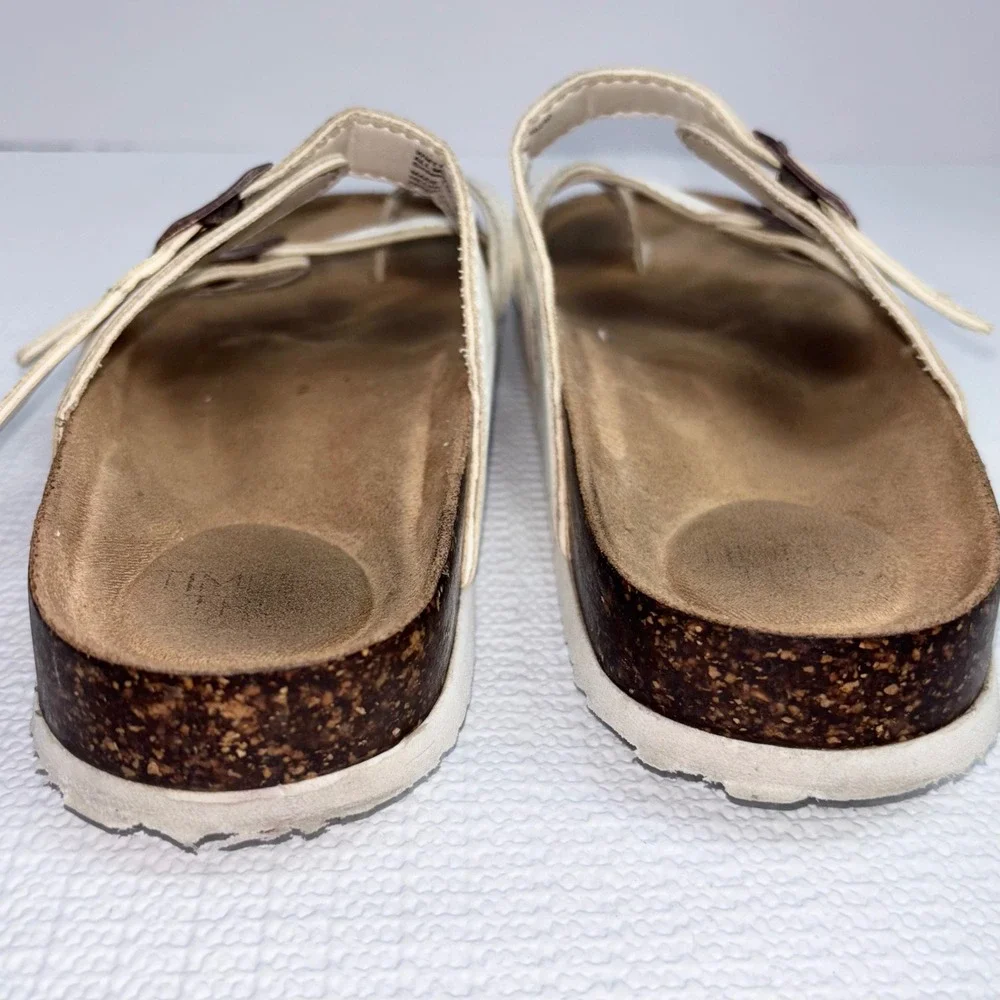 Time And‎ Tru Girls White Thong Strap Sandals Adjustable Buckle Detail